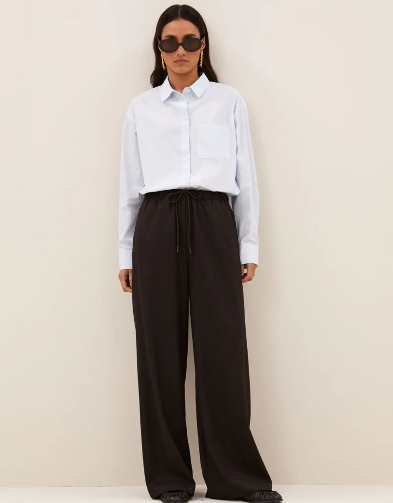 By-bar Broek - Pelle pinstripe bruin