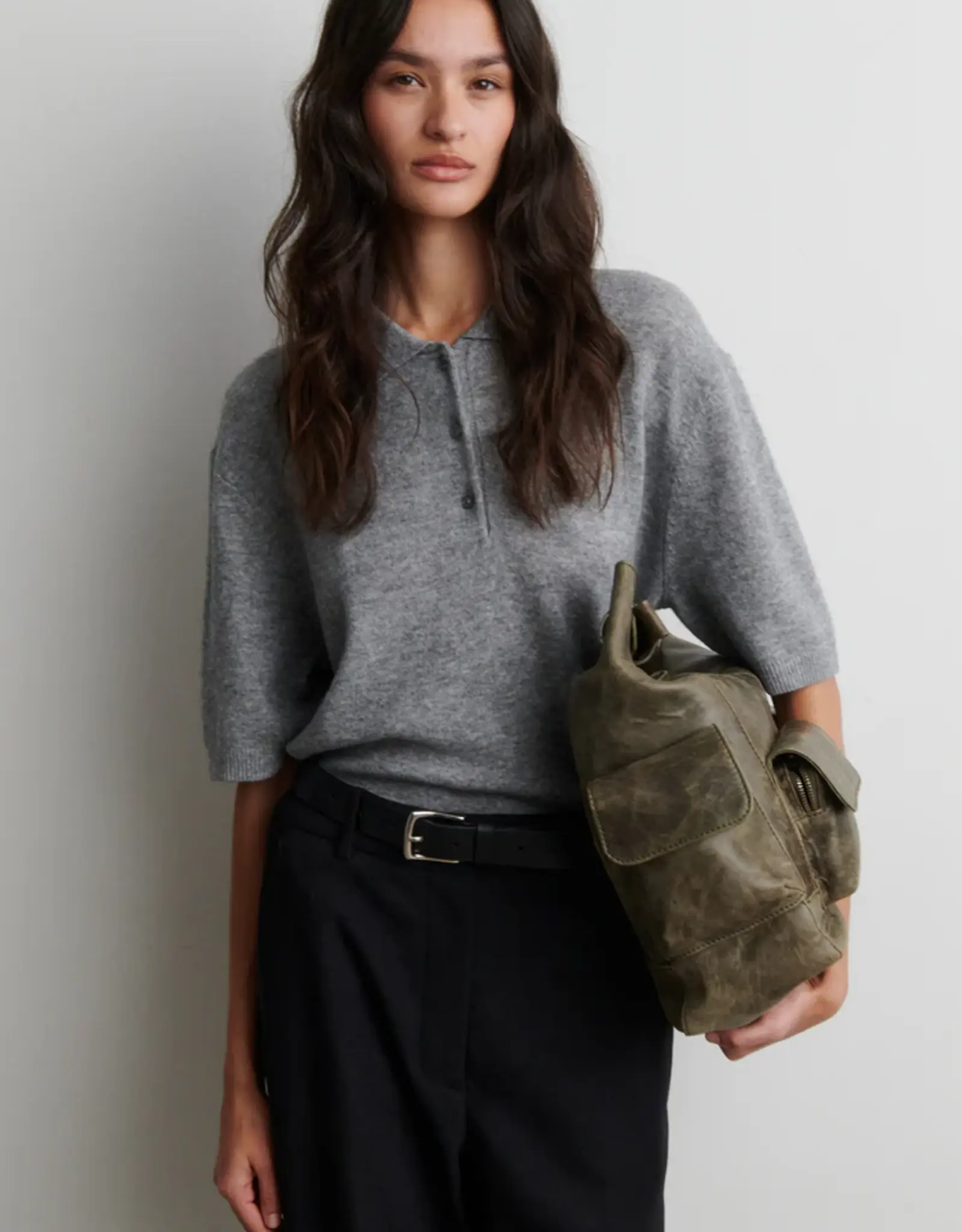Second Female Longo Knit  collar - Mild Grey Mela