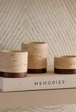 Mooisa Travertine kaarshouder - S 9,5cmx4cm incl hout plateau