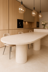 Maatwerk tafel aan keukeneiland - Beton Cire - Mortex of lavasteen
