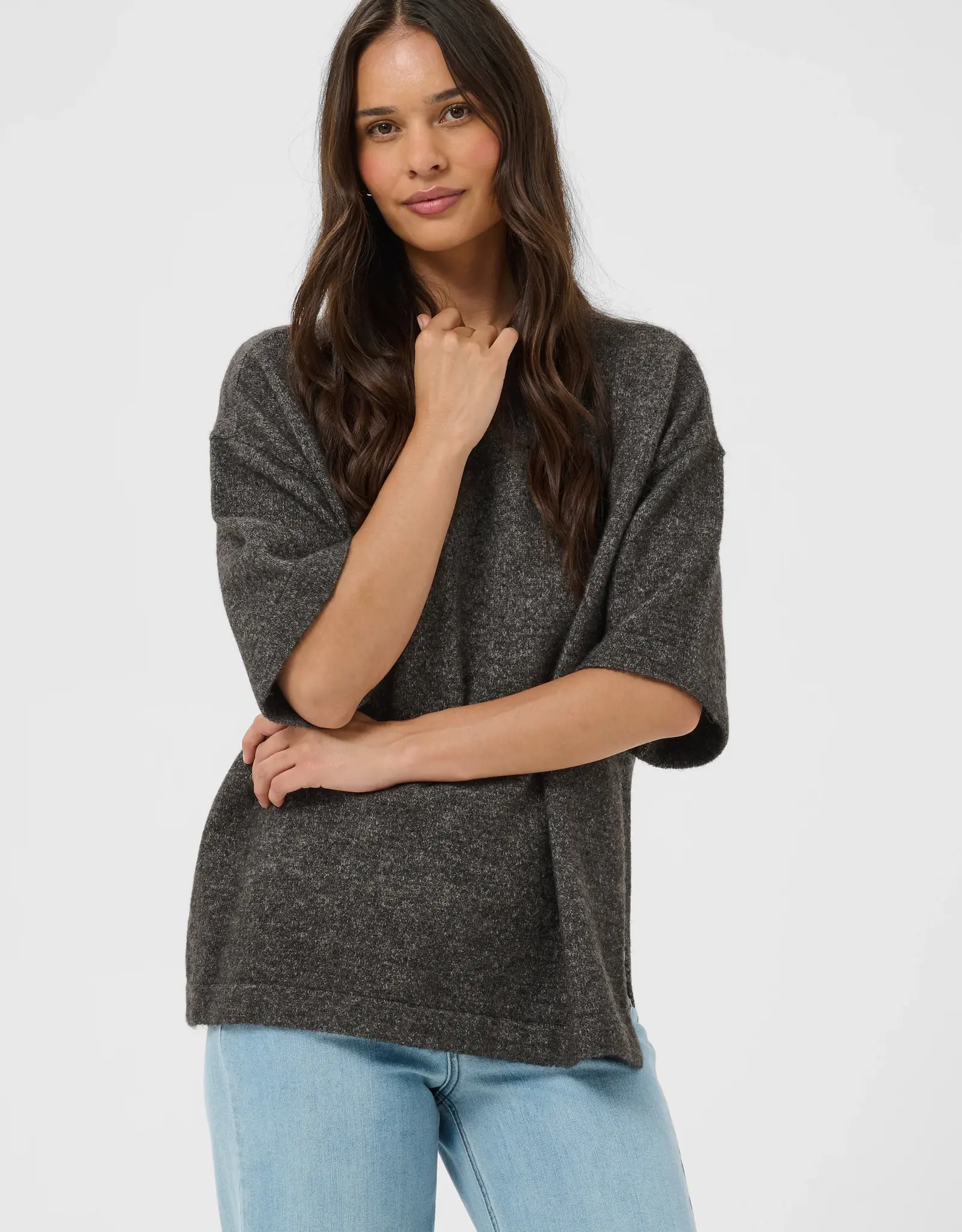 KAFFE Pullover - KAbarbara - donker grijs  melange