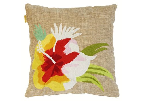 Pacific flower jute cushion