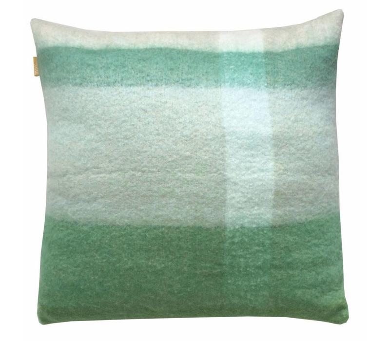 Pea green mohair cushion