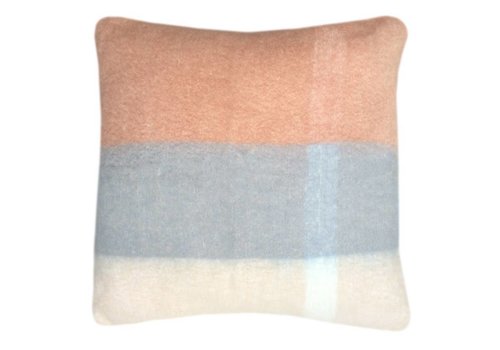 Peach pink mohair cushion