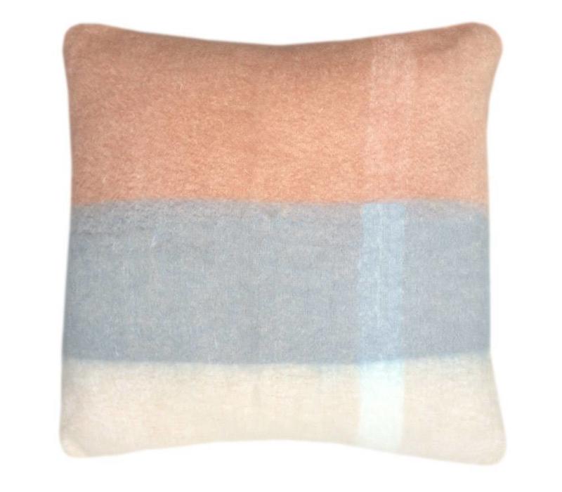 Peach pink mohair cushion