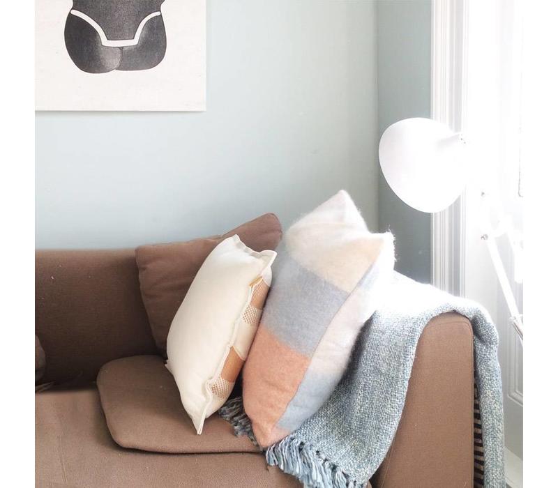 Peach pink mohair cushion