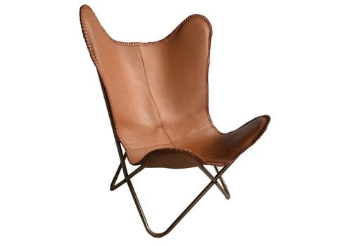 Leather butterfly chair brown