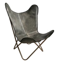 Leather butterfly chair vintage grey