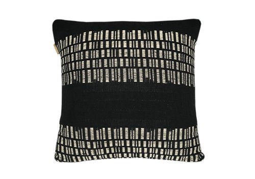 Bark stripe cotton black cushion