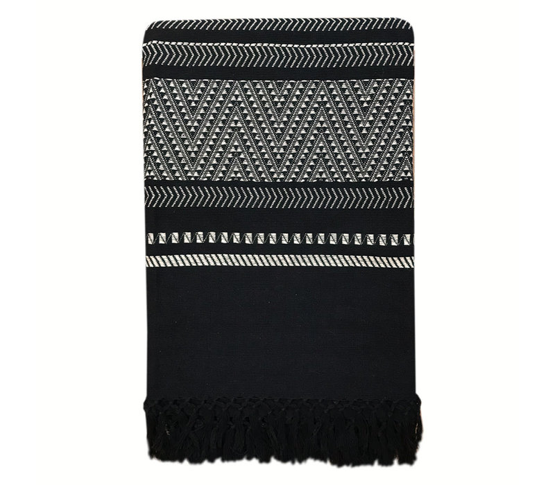 Native stripe cotton black throw 240x270cm (NEW)