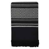 Native stripe cotton black throw 135x220cm (NEW)