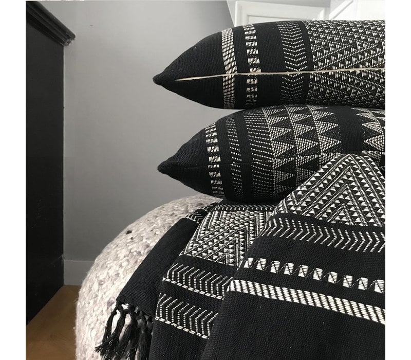 Native stripe cotton black throw 135x220cm (NEW)