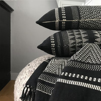 Native stripe cotton black cushion 60x60cm (NEW)