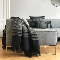Native stripe cotton black cushion 60x60cm (NEW)