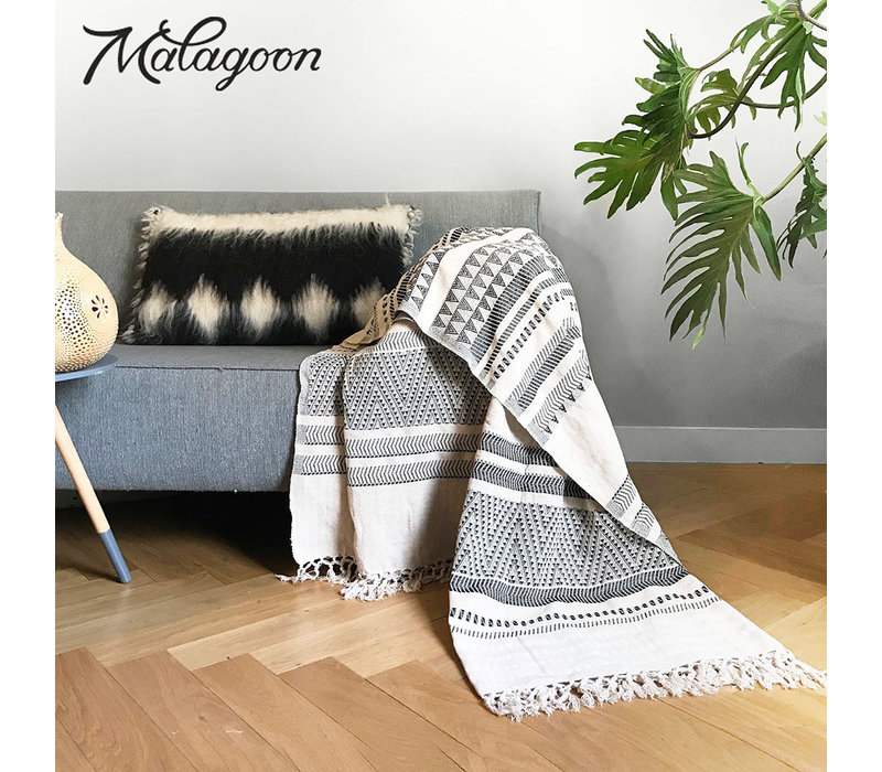 Native stripe cotton offwhite throw 240x270cm (NEW)