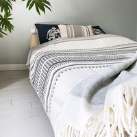 Native stripe cotton offwhite throw 240x270cm (NEW)