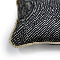 Raven black structure recycled wool square cushion (NEW)