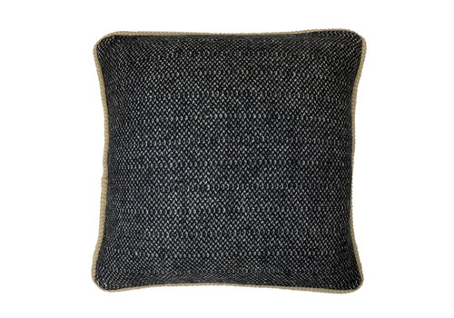 Raven black structure recycled wool square cushion (NEW)