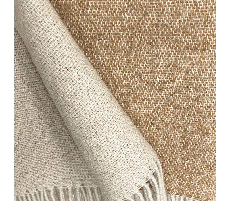 Camel beige double face wool throw