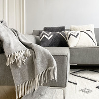Natural grey structure recycled wool throw