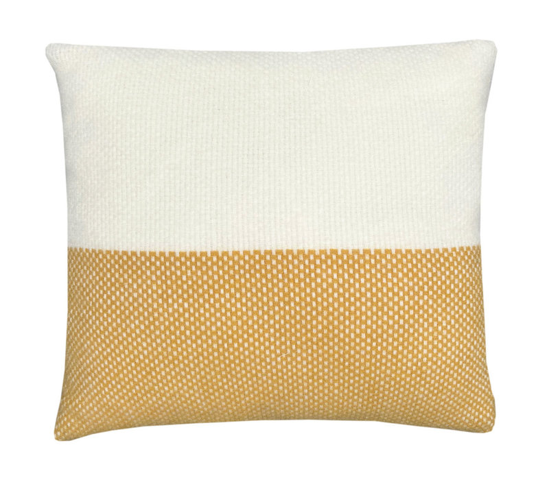 Festivity wool cushion yellow offwhite square