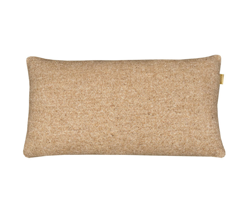 Camel beige faced wool rectangle cushion