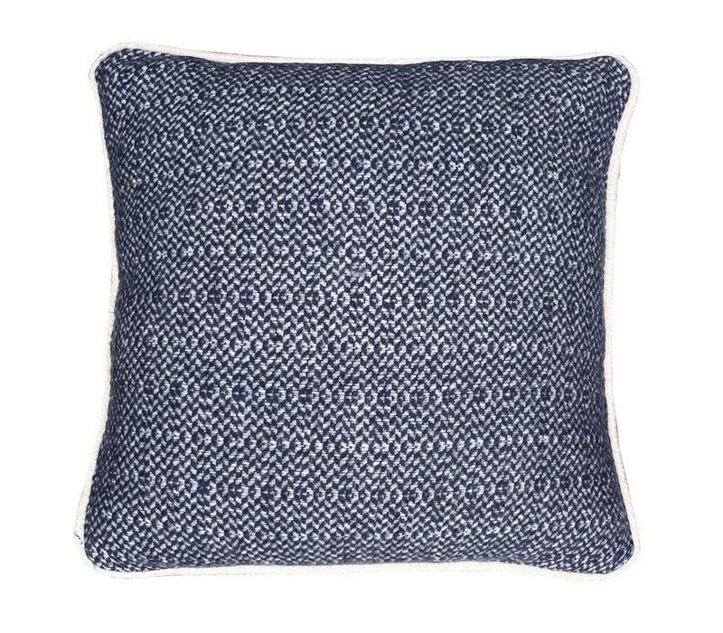 Space blue structure recycled wool square cushion