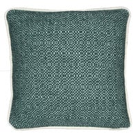 Pine green structure recycled wool square cushion