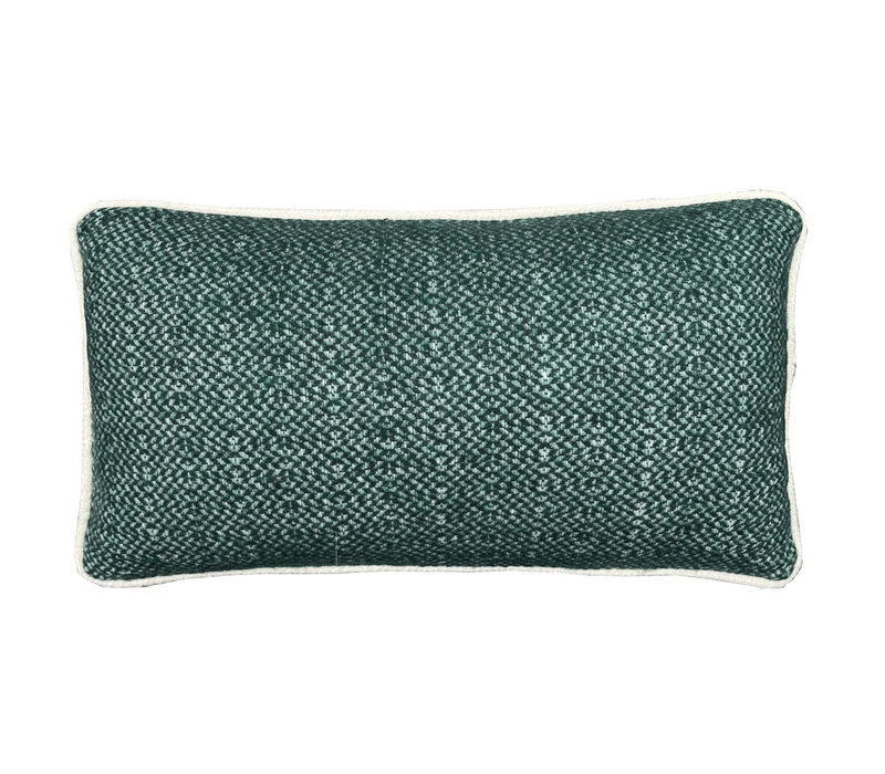 Pine green structure recycled wool rectangle cushion