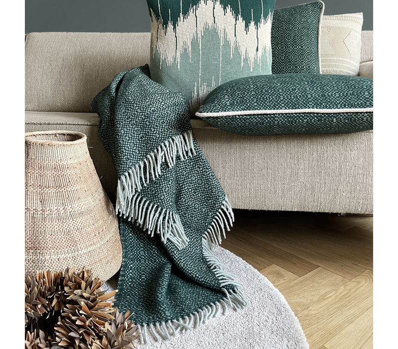 Pine green structure recycled wool throw