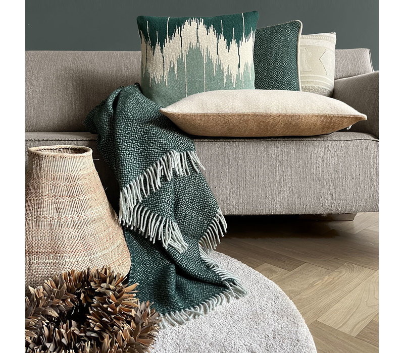 Pine green structure recycled wool throw