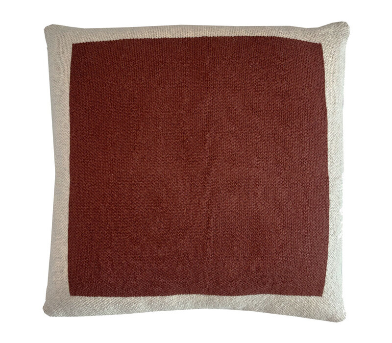 Solid knitted poster cushion rusty brown