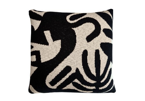 Floral victory knitted cushion black