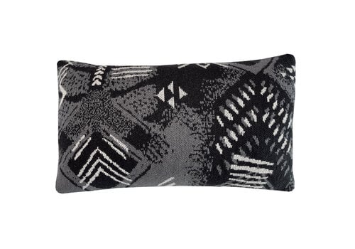 Funny block dye knitted cushion black