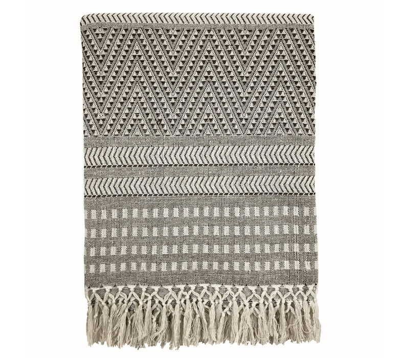 Native stripe cotton grey throw 135x220cm