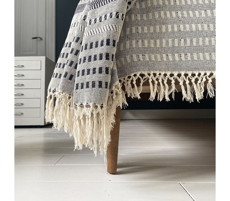 Native stripe cotton grey throw 135x220cm
