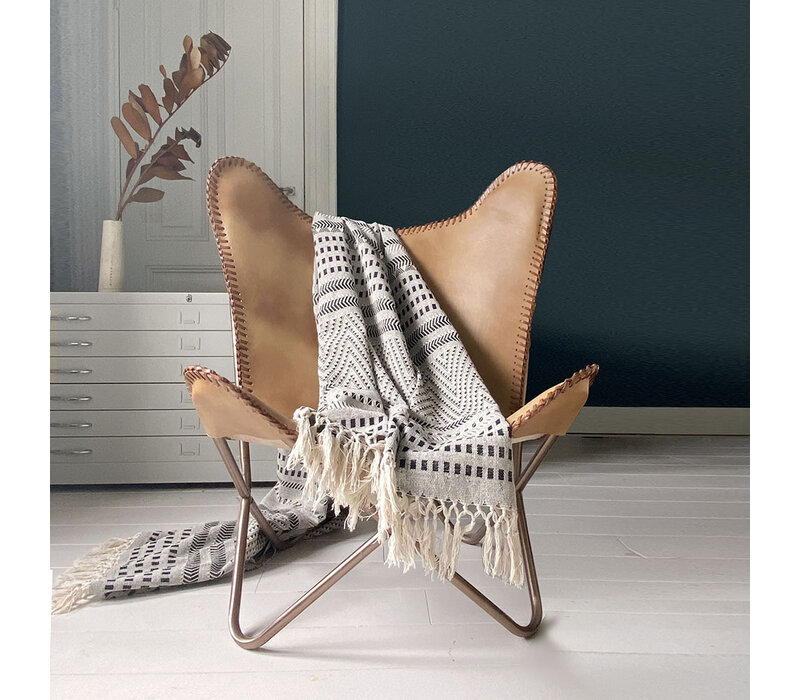 Native stripe cotton grey throw 135x220cm