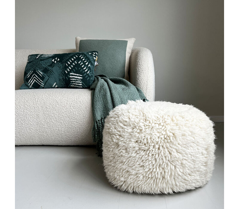 Eboya offwhite round pouf