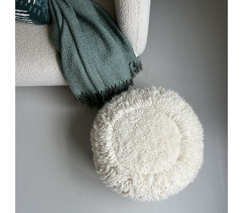 Eboya offwhite round pouf