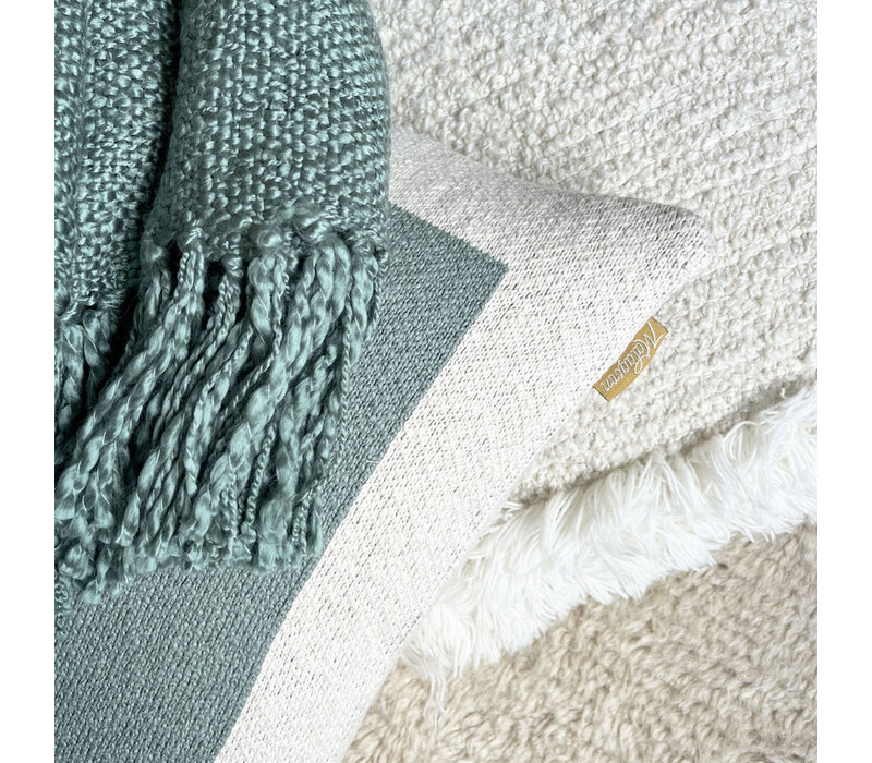 Solid knitted poster cushion sage green