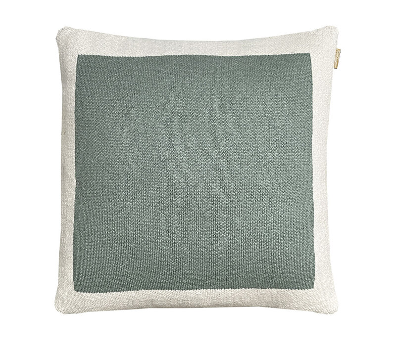 Solid knitted poster cushion sage green