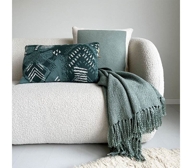 Solid knitted poster cushion sage green