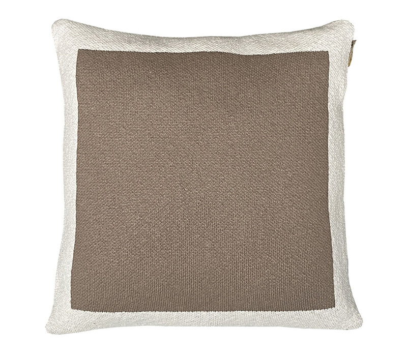 Solid knitted poster cushion rustic beige