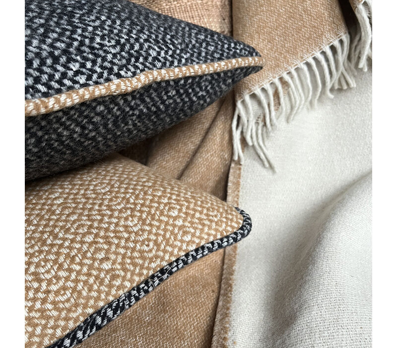 Beige structure recycled wool rectangle cushion (NEW)