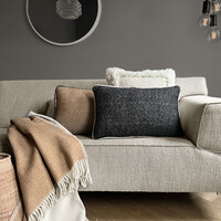 Beige structure recycled wool rectangle cushion (NEW)