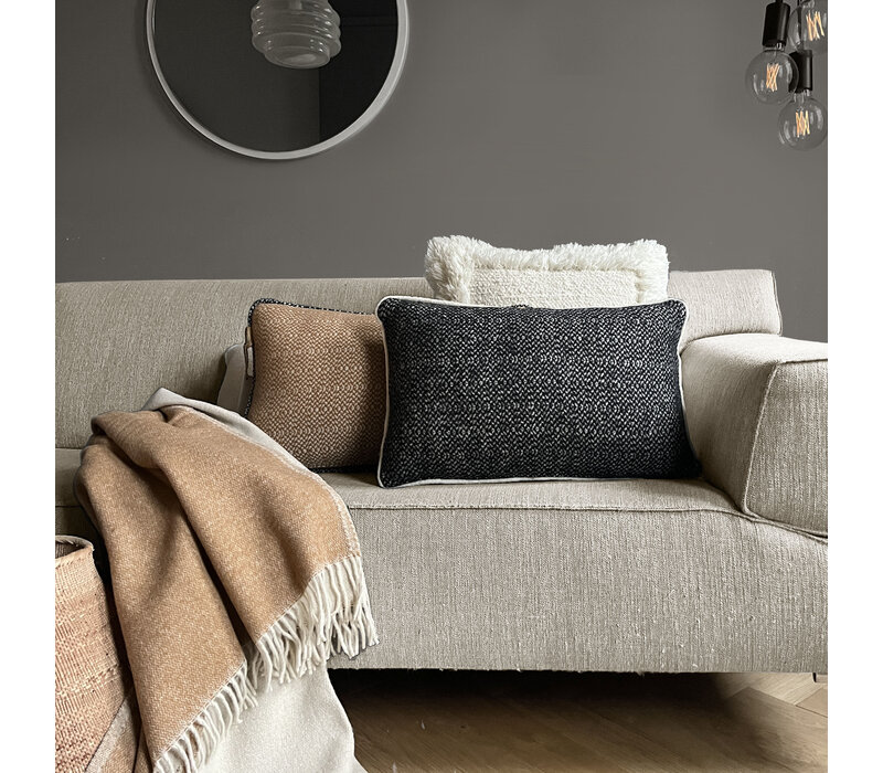 Beige structure recycled wool rectangle cushion (NEW)