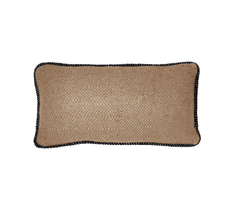 Beige structure recycled wool rectangle cushion (NEW)