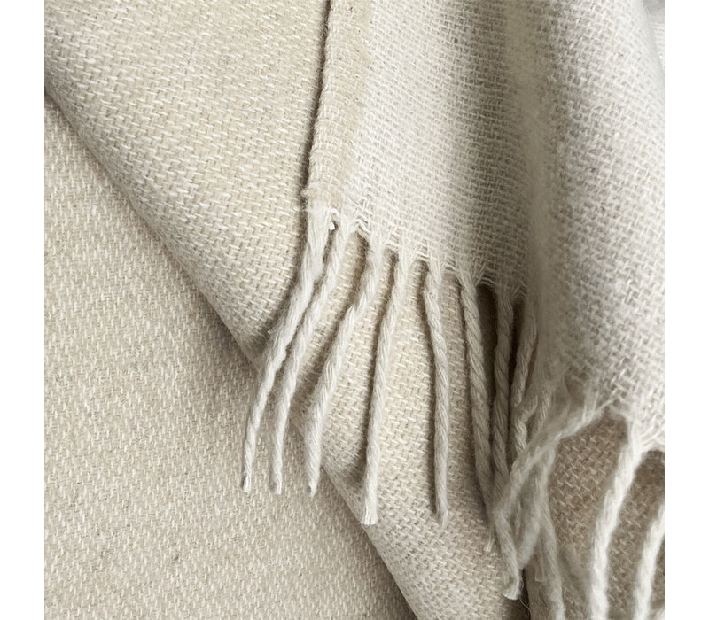 Beige double face recycled wool throw