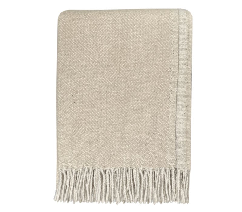 Beige double face recycled wool throw