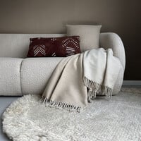 Beige double face recycled wool throw